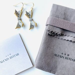 Alexis Bittar Crystal studded Gold/Silver Earrings. 1st image is black and clear